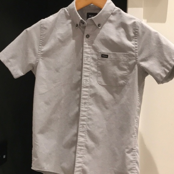 RVCA Gray Kids Button Down Shirt M Medium - Picture 1 of 4